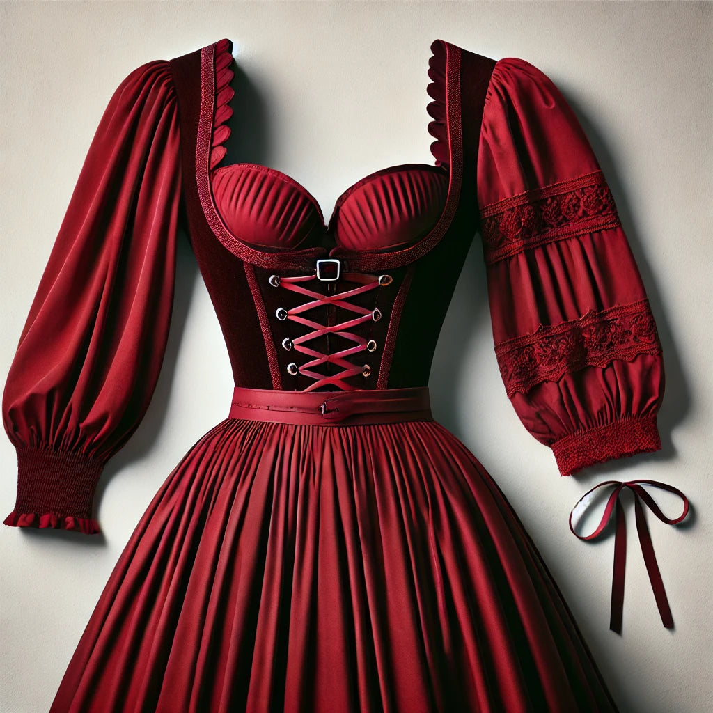 Fascinace červených dirndls a vína - dirndlblous - cesta do světa elegance a vášně